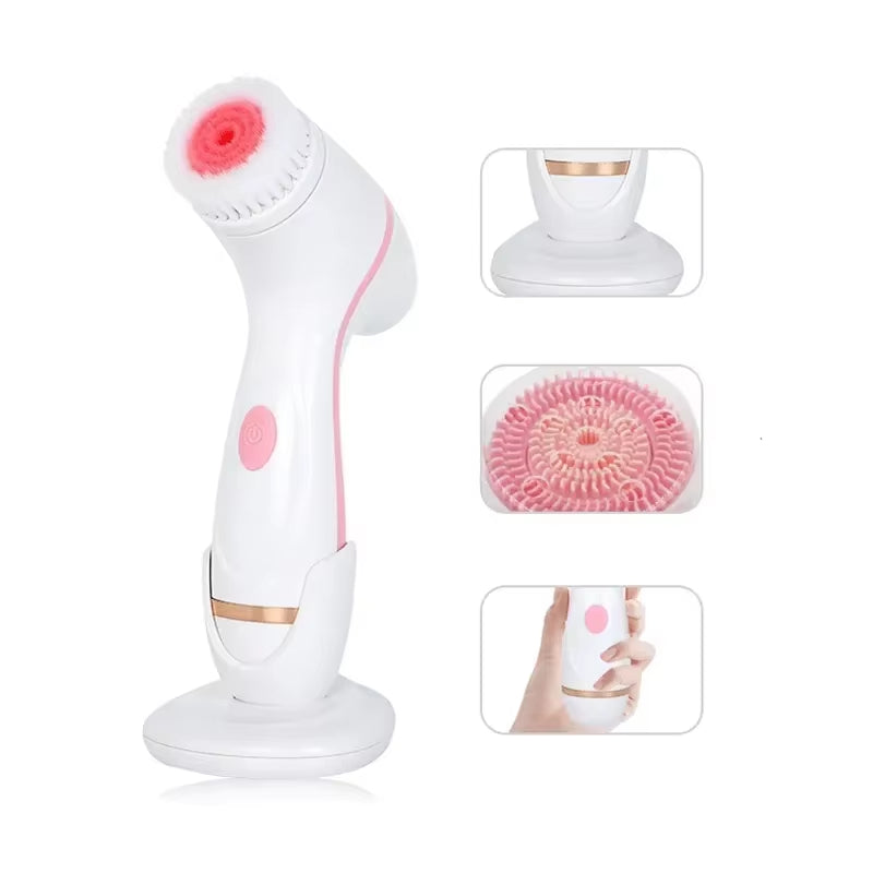 3 In 1 Electric Cleansing Brush Vibrations Facial Cleaner Face Massager Sonic Rotating Cleansing Brush Face Deep Cleansing Tool