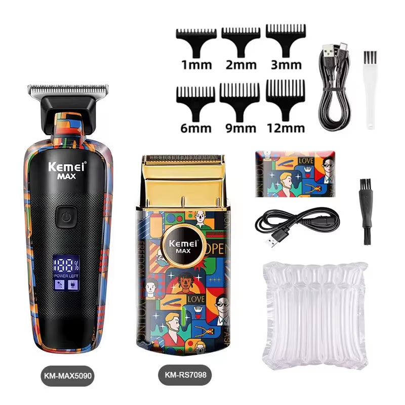 Rechargeable Graffiti Pattern Electric Hair Clipper Professional Barber Trimmer Man Shaver Km-MAX2092 KM-MAX5090 KM-RS7098