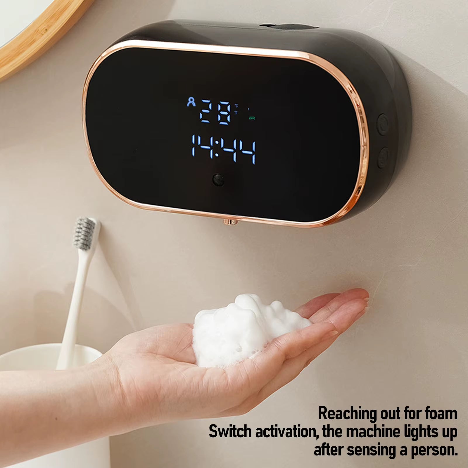 Automatic Foaming Soap Dispenser 350ml Wall Mounted USB Rechargeable Touchless Hand Soap Dispenser with Adhesive for Bathroo