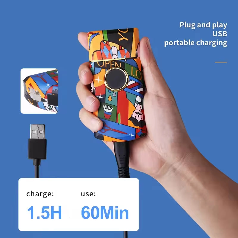 Rechargeable Graffiti Pattern Electric Hair Clipper Professional Barber Trimmer Man Shaver Km-MAX2092 KM-MAX5090 KM-RS7098