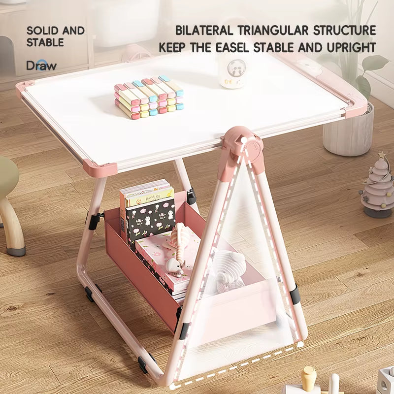 Foldable Easel Style Magnetic Whiteboard Portable Non-Powderly Small Blackboard Chiln's Drawing Board Space-Saving Gift for Kids