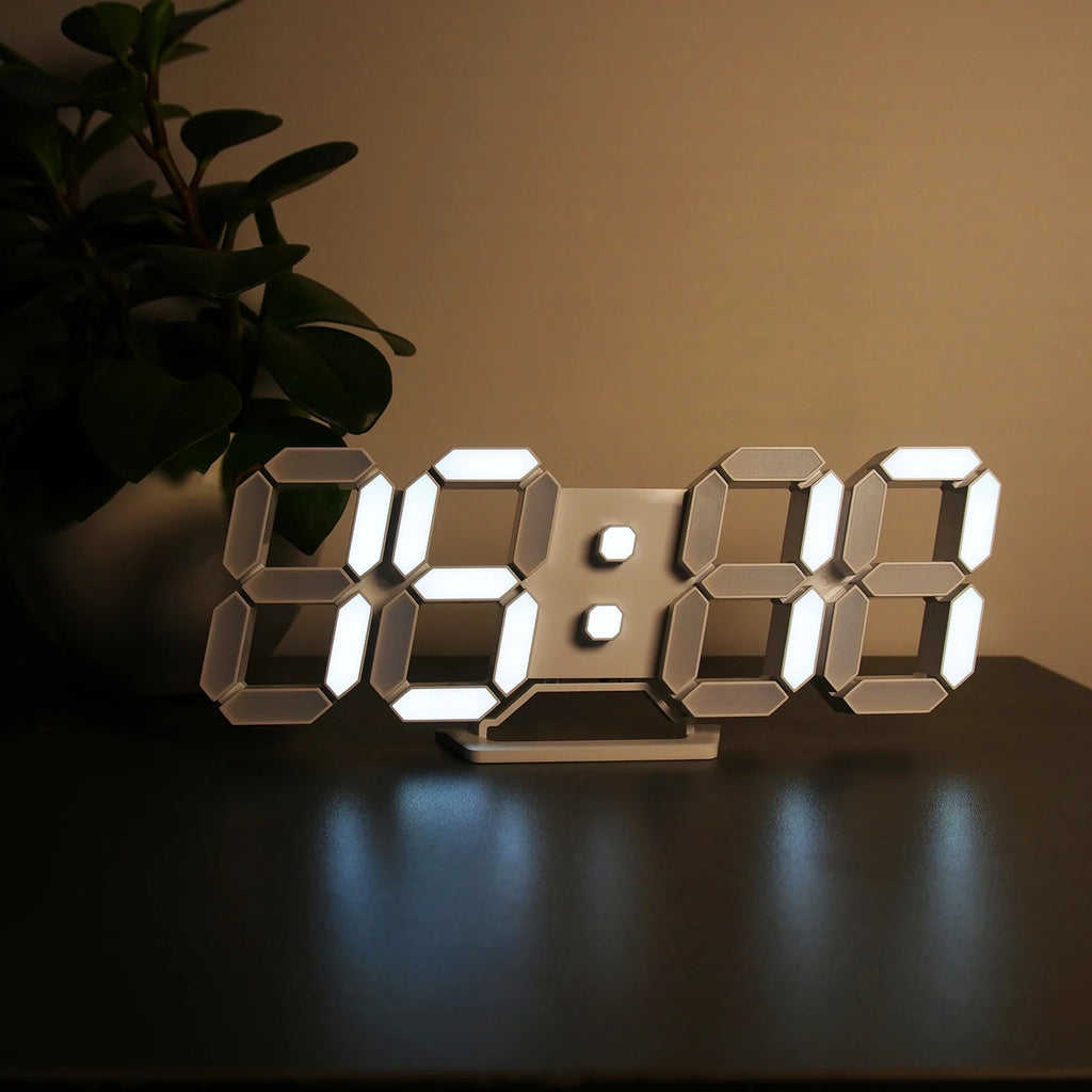 3D LED Wall Clock Digital Alarm Clock Snooze Table Clock With Romote Control Time/Date/Temperature Nightlight Display Bedroom