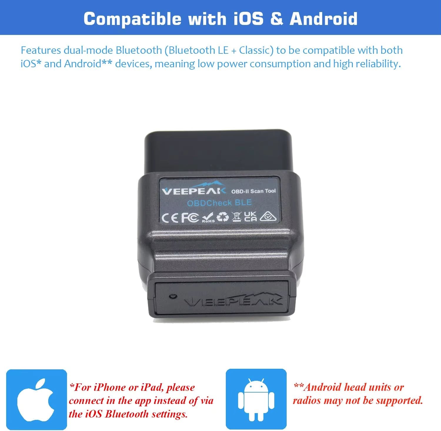 OBDCheck BLE OBD2 Bluetooth Scanner Auto OBD II Diagnostic Scan Tool for iOS & Android, BT4.0 Car Check Engine