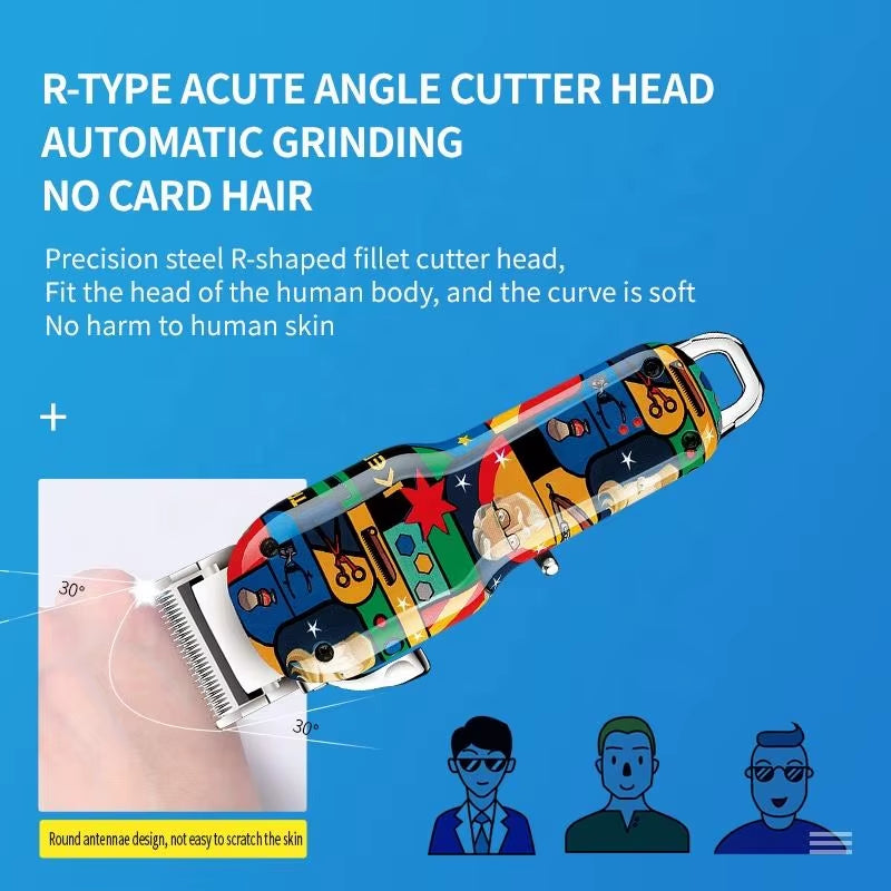Rechargeable Graffiti Pattern Electric Hair Clipper Professional Barber Trimmer Man Shaver Km-MAX2092 KM-MAX5090 KM-RS7098
