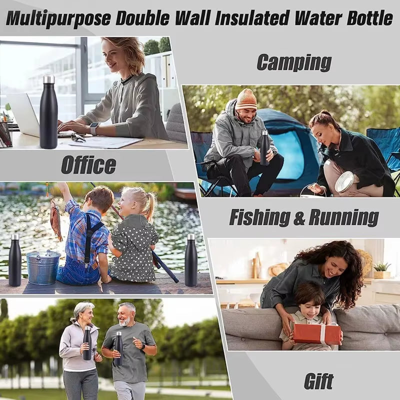 500/750ml Stainless Steel Sports Water Cup Sports Kettle Single-layer Double-wall Thermal Insulation Vacuum Bottle