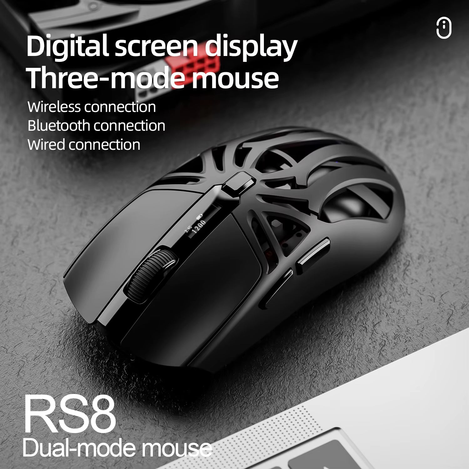 RS8 Bluetooth wireless 2.4g gaming mouse triple-mode lightweight e-sports gaming 1K return rate 10000DPI computer