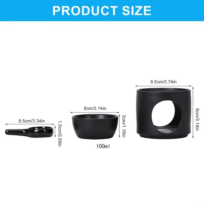 Cylinder Ceramics Essential Oil Burners Aromatherapies Lamp Fragrances Diffuser with Removable Bowl Tealight Spoon Set for Home