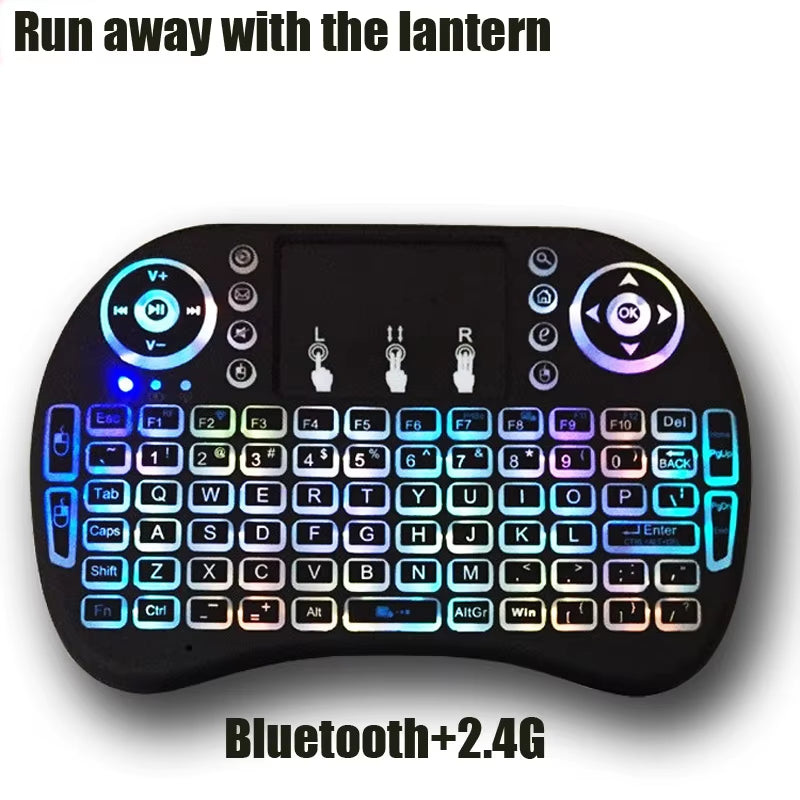I8  Wireless Bluetooth Keyboard Mini Keyboard 2.4G  English Lithium Backlit  Air Mouse Remote Touchpad For Smart TV Box PC IPad