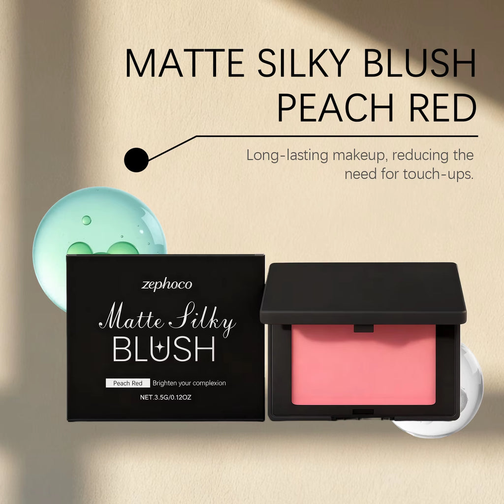 zephoco Matte Blush Powder Long Lasting Waterproof Cheek Makeup Natural Flush Color Easy To Blend No Fly Away Daily Wear 4Colors