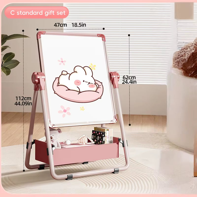 Foldable Easel Style Magnetic Whiteboard Portable Non-Powderly Small Blackboard Chiln's Drawing Board Space-Saving Gift for Kids