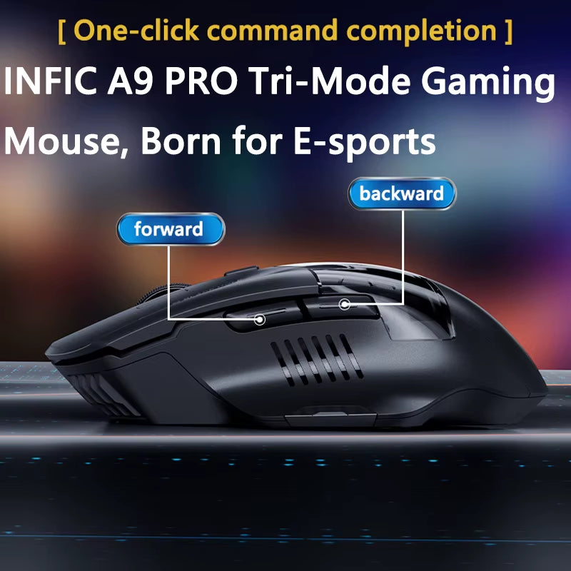 A9 PRO MAX New Three-Mode Wired/Wireless/Bluetooth Gaming Mouse 1000HZ Return Rate 12800DPI Wireless Mouse