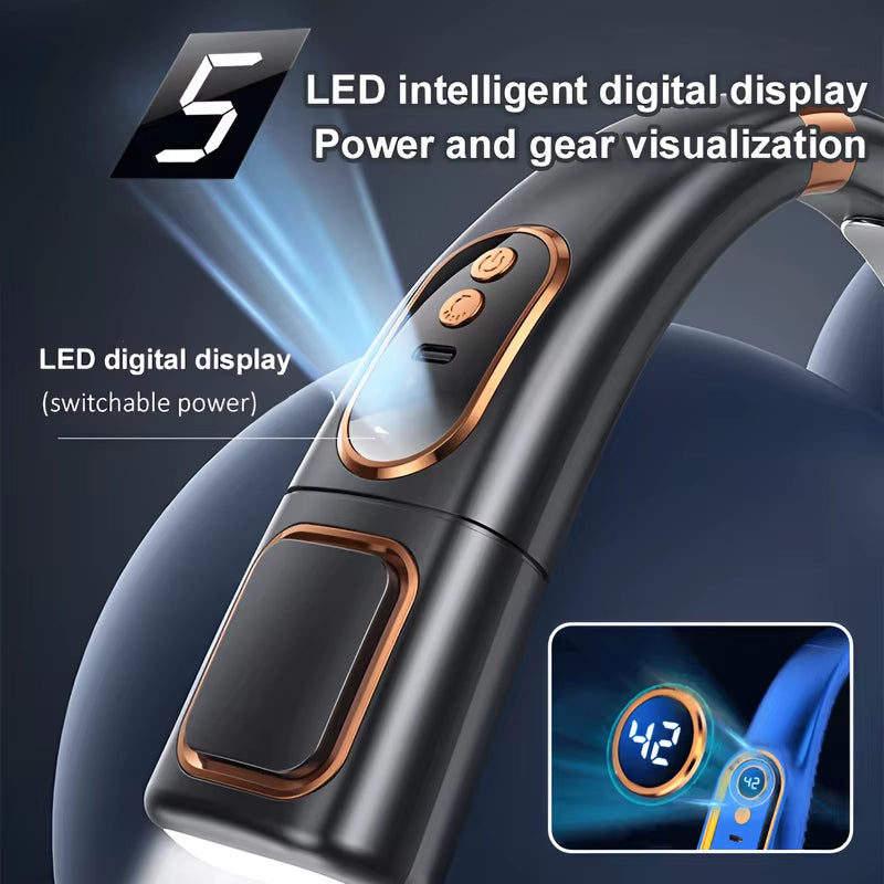 Hanging Neck Fan USB Charging Ice Porcelain Cooling Hanging Neck Fan 360-degree Air Flow Intelligent Digital Display Lighting