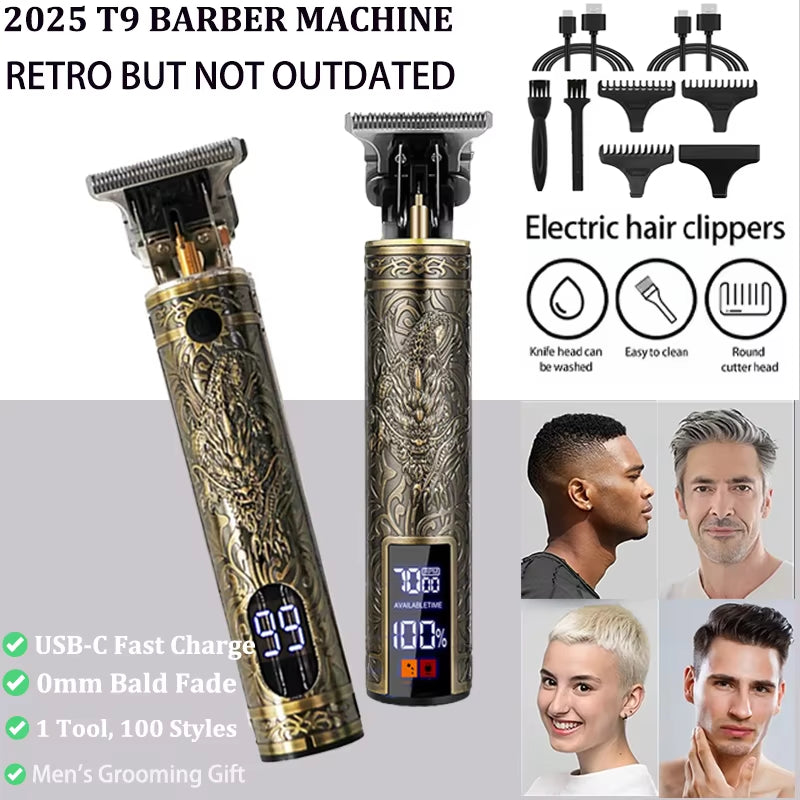 T9 Professional Hair Clipper/Accessories for Men | USB-C Fast Charging | Beard/Body/Hair Trimmer | Precision Electric Shaver