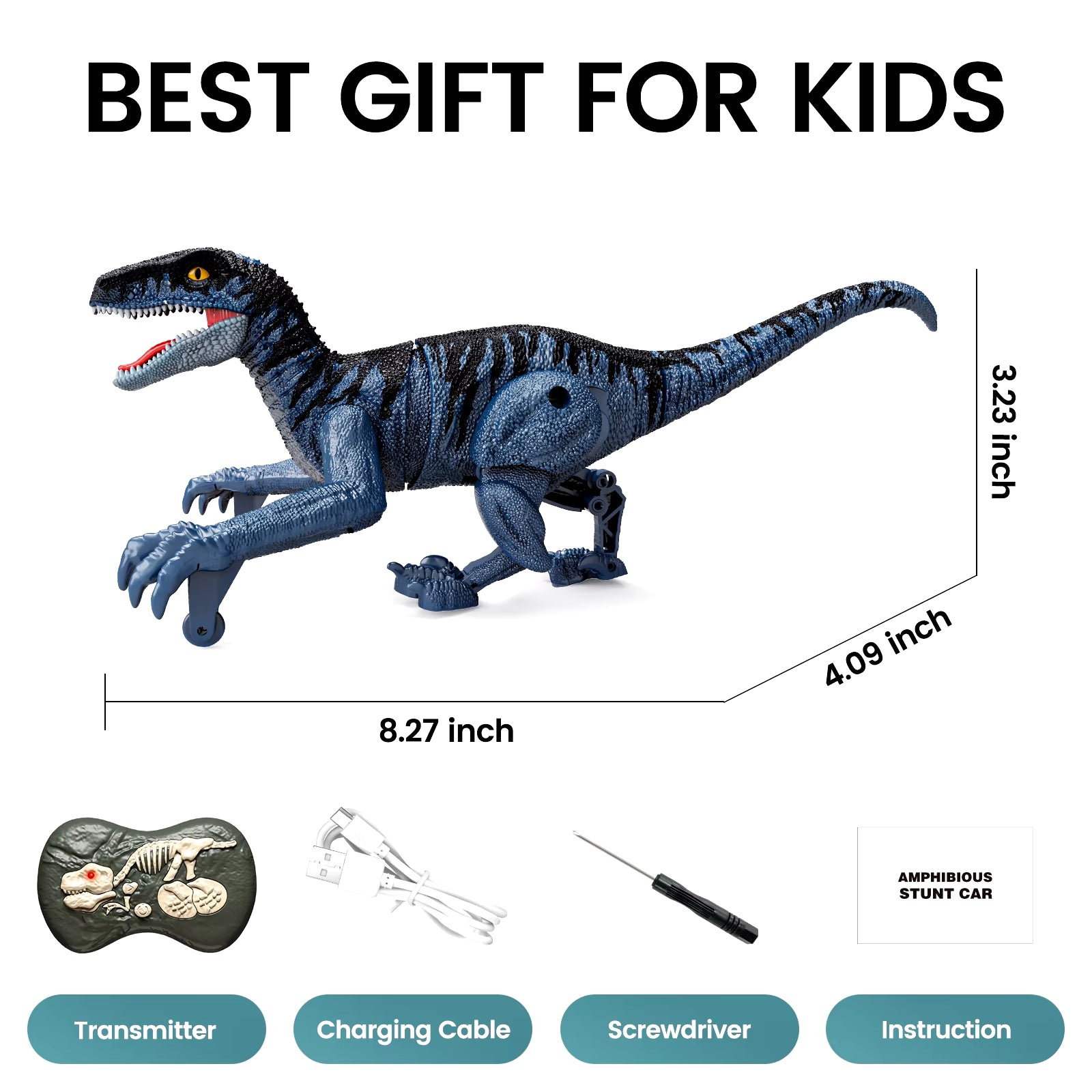 Remote Control Dinosaur Toys for Kids, 2.4GHz Robot Walking Dinosaur Toys, Simulation Velociraptor, Gifts for Boys 3-5