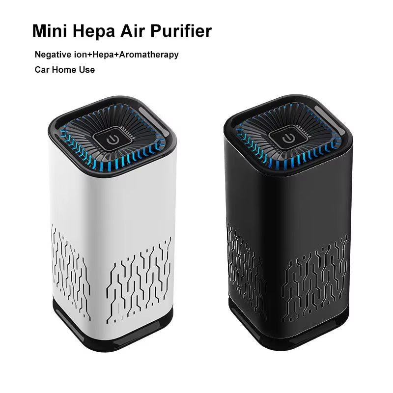 MINI HEPA Air Purifier Remove Smoke Odor Formaldehyde Negative Ion Air Cleaner for Car Bedroom Aromatherapy Purification