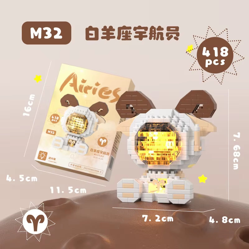 Cute Demon Twelve Constellations Astronaut Building Blocks Pisces Capricornus Model Sagittarius Mini Brick Libra Toys For Gift