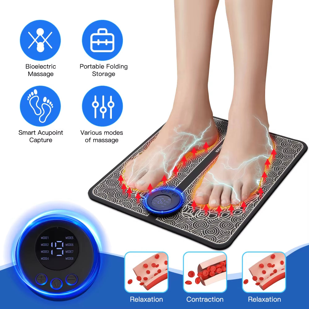 Electric Ems Foot Massager Pad Feet Acupoints Massage Mat Shock Muscle Stimulation Improve Blood Circulation Health Care