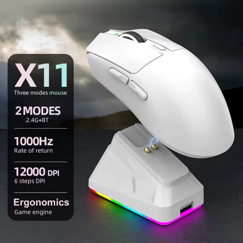 2026 Arrival Gaming Mouse 3-Speed DPI Esports Wireless Ergonomic Design Gaming Mouse 2-mode Connection Magnetic Charging Dock