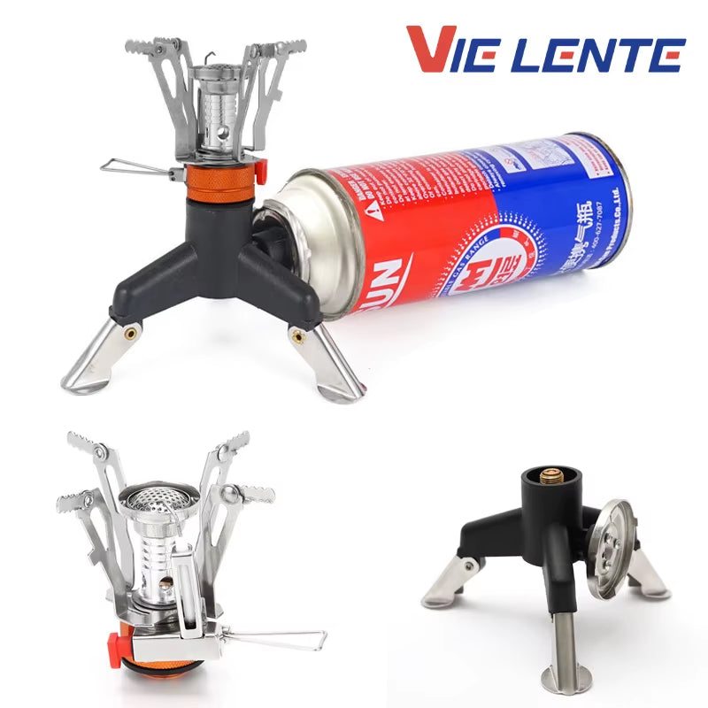 One Piece Gas Stove with Converter Portable Compact Outdoor Cooking Gear for Camping Hiking Backpacking