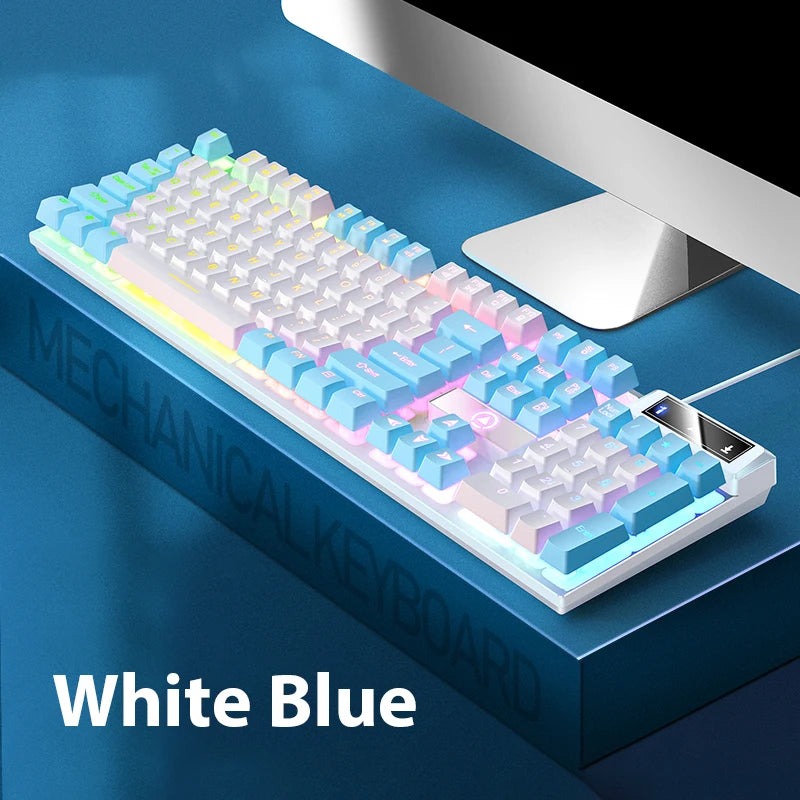 K500 Mechanical Feel Keyboard Gaming Office Keyboard For Windows And IOS Computer Laptop PC 104 Keys Wired Membrane Keyboards