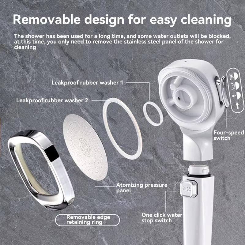 XIAOMI  Self-cleaning Shower Head with Brush One-Key Stop Water Massage High Pressure ABS Showerhead with Filter