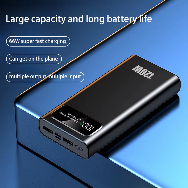 For Xiaomi120W 200000mAh Power Bank Super Fast Charging Battery High Capacity Digital Display PowerBank For iPhone Samsung New