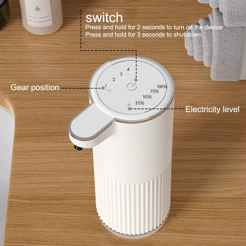 400ml Automatic Liquid Soap Dispenser Touchless Foam Soap Dispenser USB Rechargeable 4 Level Adjustable Hand Sanitizer Dispenser