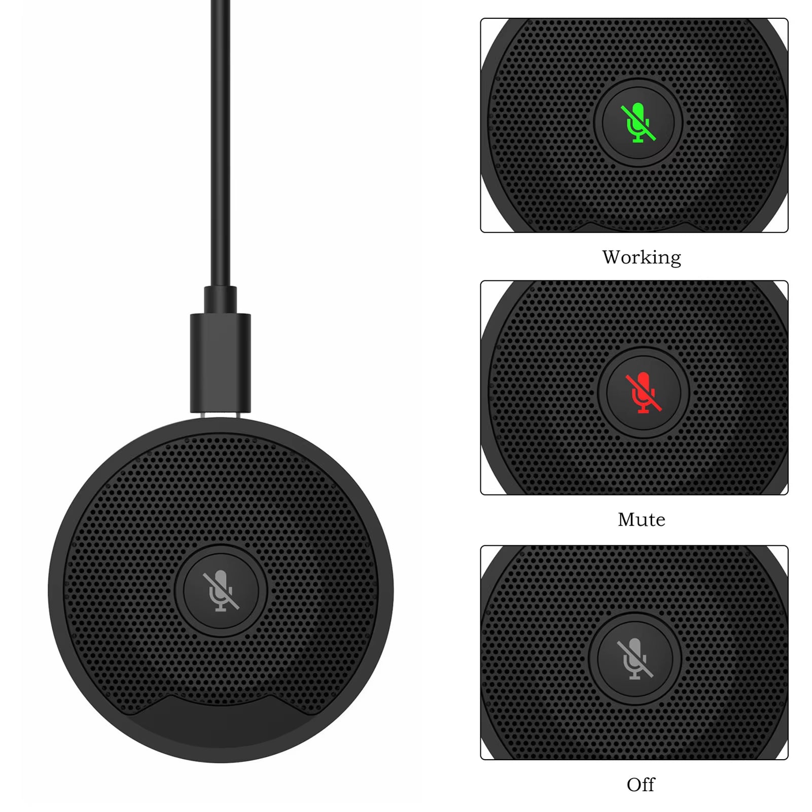 UM10 USB Conference Microphone 360° Omnidirectional Condenser PC Microphones for Video Conference Gaming Chatting