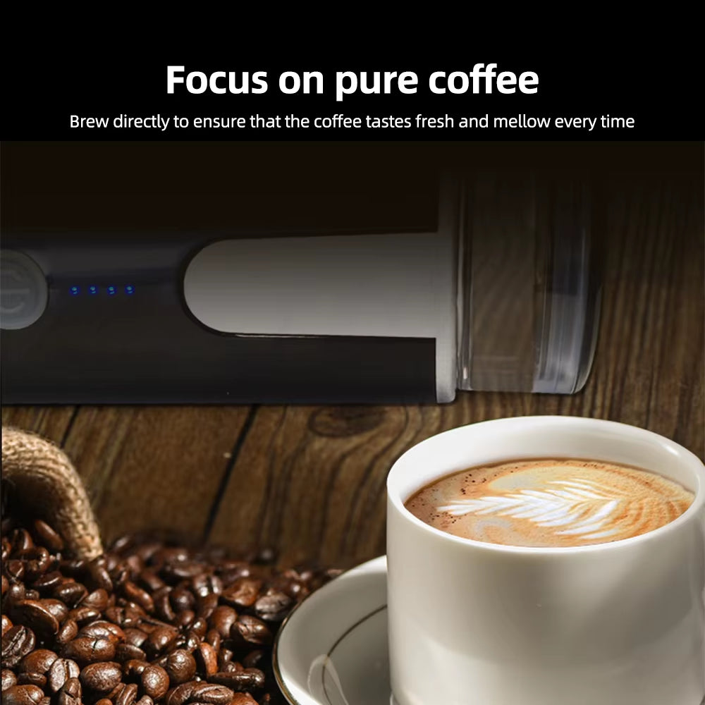 Portable Electric Espresso Coffee Machines 6oz Single Serve Mini Coffee Maker with Cup Coffee Powder and Capsule Bin 1200mAh