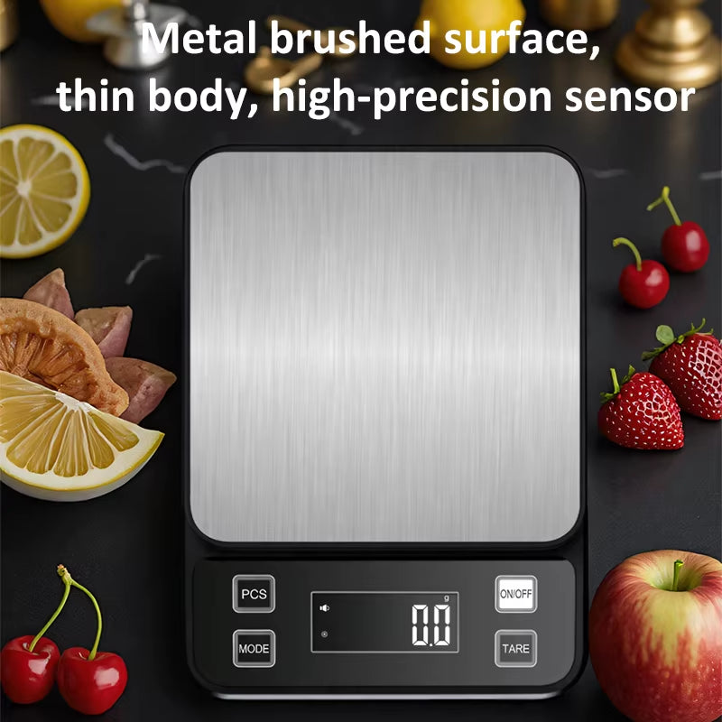 3/5/10kg 0.1g Digital Electronic Kitchen Scale LCD Display Fully Waterproof Stainless Steel Measuring Weighing Baking Tool