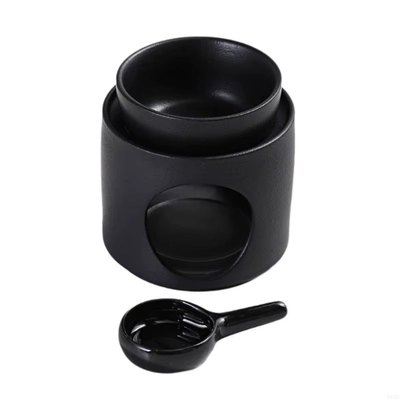 Cylinder Ceramics Essential Oil Burners Aromatherapies Lamp Fragrances Diffuser with Removable Bowl Tealight Spoon Set for Home