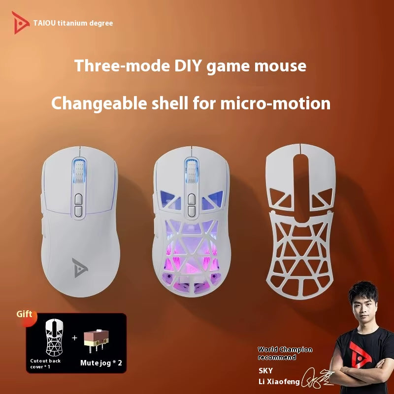 TSG809 Hollow Hole Mouse with Three Modes Wireless Ultra Light 2.4G Gaming Esports PCPAW3311 Silent Mouse Micro buttons