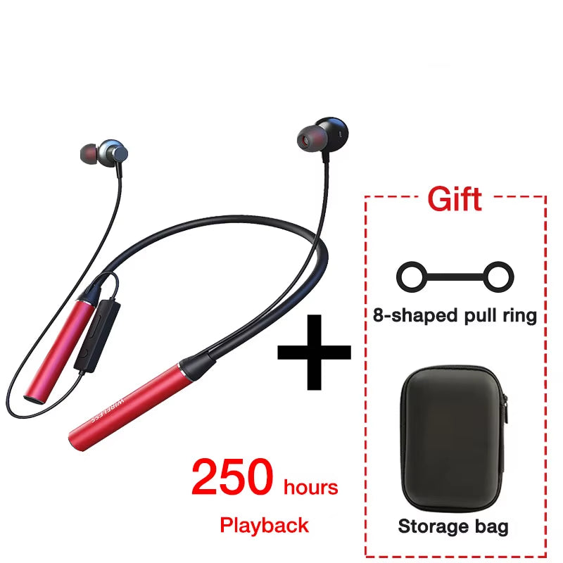 180 Hour Playback Wireless Headphones with Mic Bluetooth Headphone Bass Stereo Neckband Bluetooth Earphone Sport TF Card