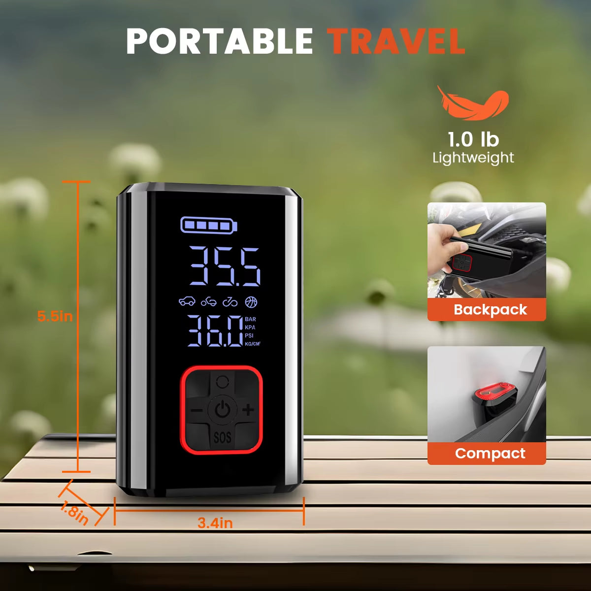 Cordless 150PSI Car Air Compressor Wireless Portable with Digital Gauge Tire Inflator Car Air Pump for Motorcycle Bike Ball