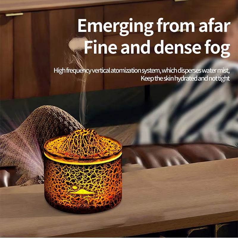Volcanic Flame Humidifiers Air Aroma Diffuser 180 Ml Essential Oils Humidifiers Wth Night Light Flame Diffuser For Bedroom