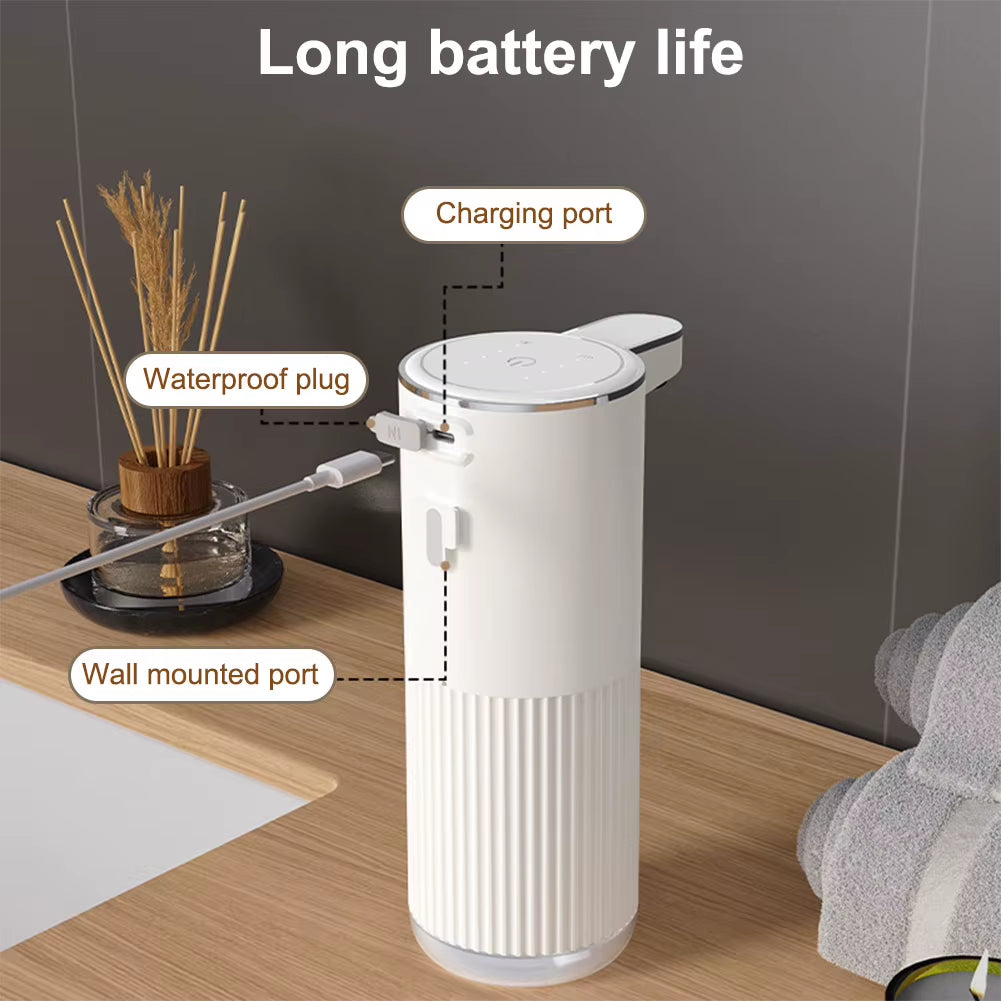 400ml Automatic Liquid Soap Dispenser Touchless Foam Soap Dispenser USB Rechargeable 4 Level Adjustable Hand Sanitizer Dispenser