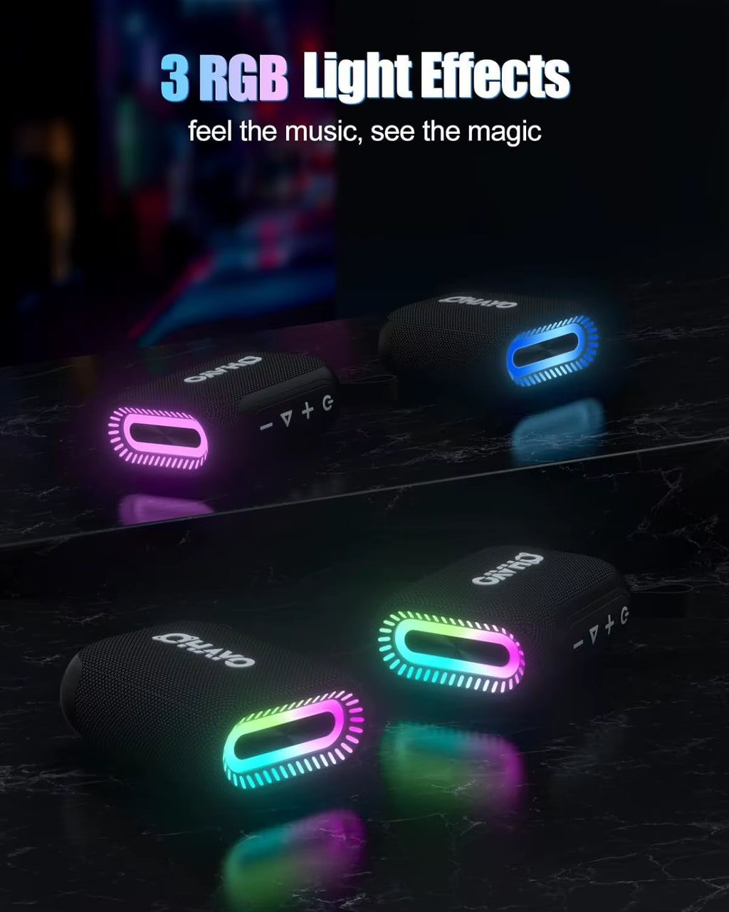 Bluetooth Speaker Small Music Box Bluetooth 5.3 with RGB Light, Outdoor Portable Speaker with 24H Battery, IPX7 Waterproof