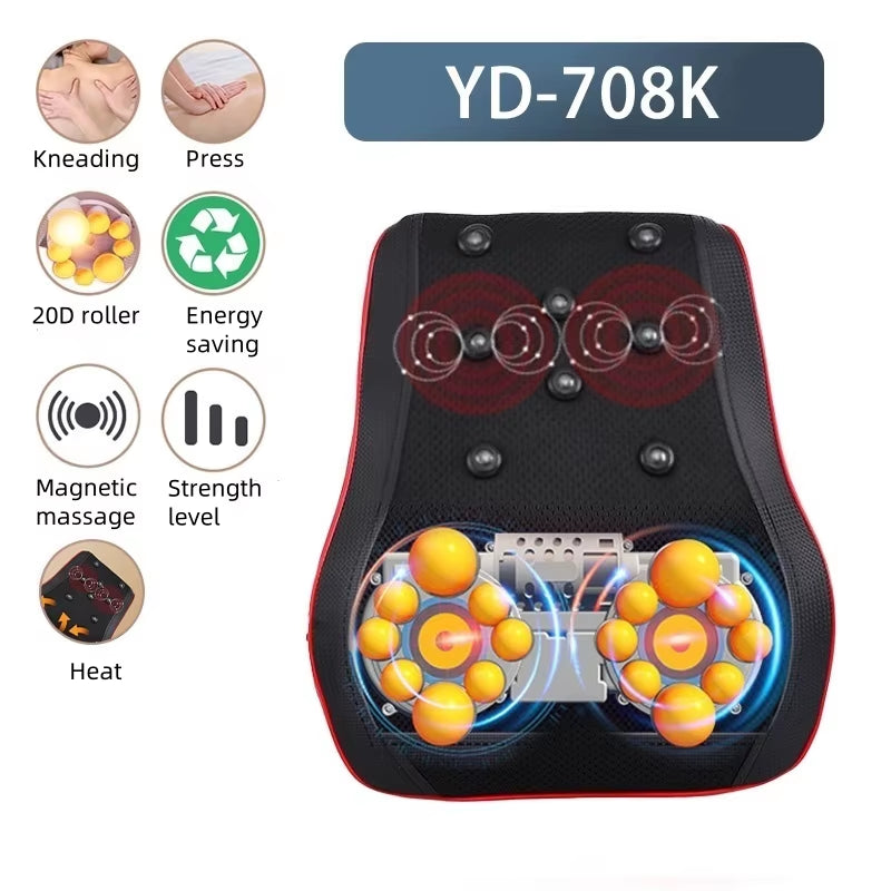 Electric Neck Massager with Heating and Vibration Massage Function for Car Back Pillow