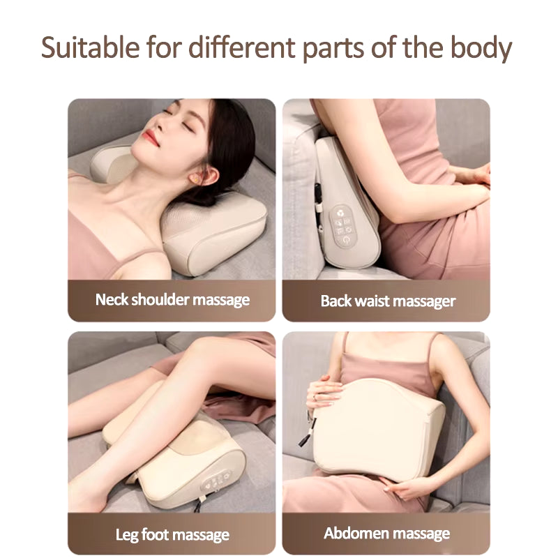 Neck Massage Pillow Cervical Massager Waist Back Shoulder Shiatsu Kneaded Multifunctional Hot Compress Relaxation Gift