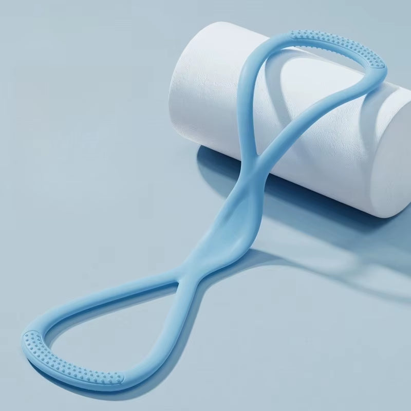 Resistance Band 8-Figure Pull Rope Yoga Fitness Tool for Back & Shoulder Stretching Home Gym Muscle Training Elastic Band