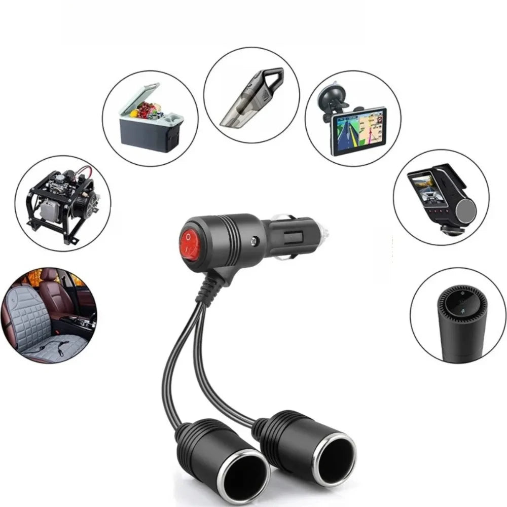 3 Socket Car Cigarette Lighter Splitter Dual USB LED Car Fast Charger 120W 12V 24V Car Charger Adapter for IPhone GPS Dashcam