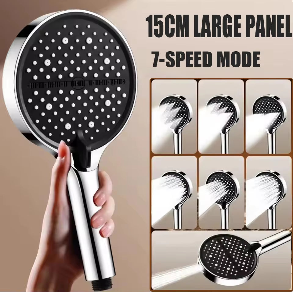 New 15CM Big Panel Massage Spa Pressurized Shower Head 7 Modes High Pressure Rainfall Shower One-Key Stop Handheld Showerhead