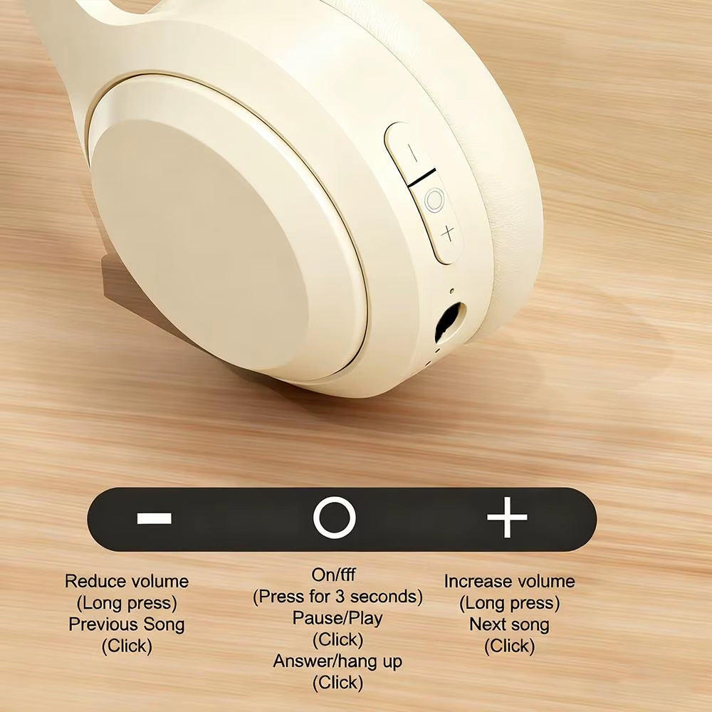 Wireless Headphones Bluetooth 5.3 HiFi Stereo Support tf Card Noise-cancelling Gaming Headphones Foldable with Micro