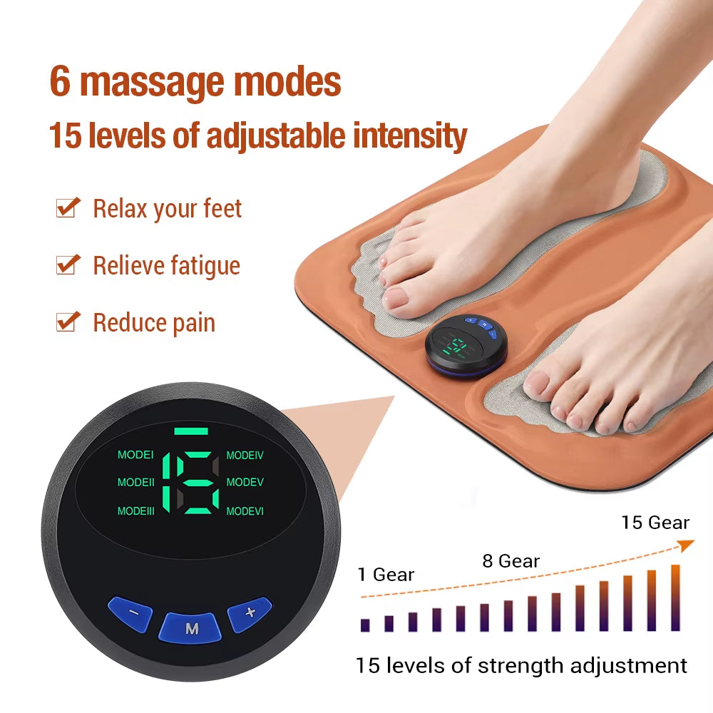 3D Smart Foot Massage Pad Feet Massager 6 Modes 15 LevelsImprove Blood Circulation Relax Muscles Slim Legs USB Charging