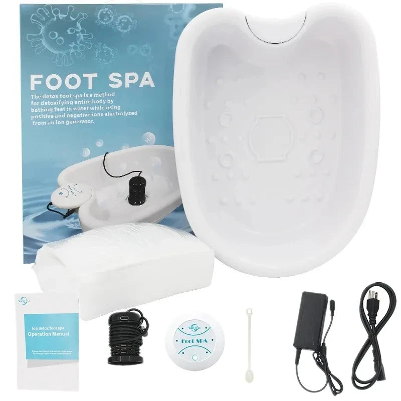 Ionic Detox Foot Bath Massage Machine with Basin Electric Foot Spa Bath Massager Deep Tissue Clean Vibrant Vibration Care Arrays