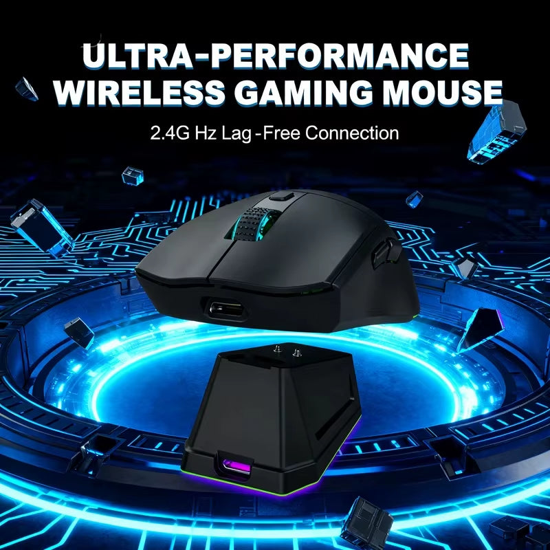 2026 Arrival Gaming Mouse 3-Speed DPI Esports Wireless Ergonomic Design Gaming Mouse 2-mode Connection Magnetic Charging Dock