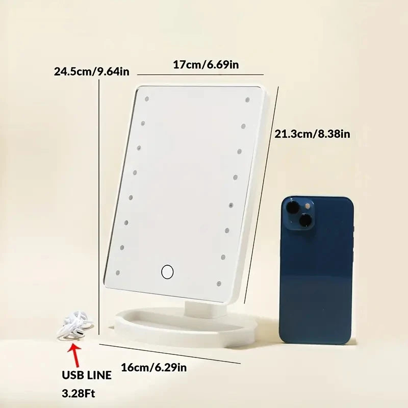 Lighted Makeup Mirror, Square Battery -use Beauty Mirror ,Touch Screen VanityMirror,Brightnes