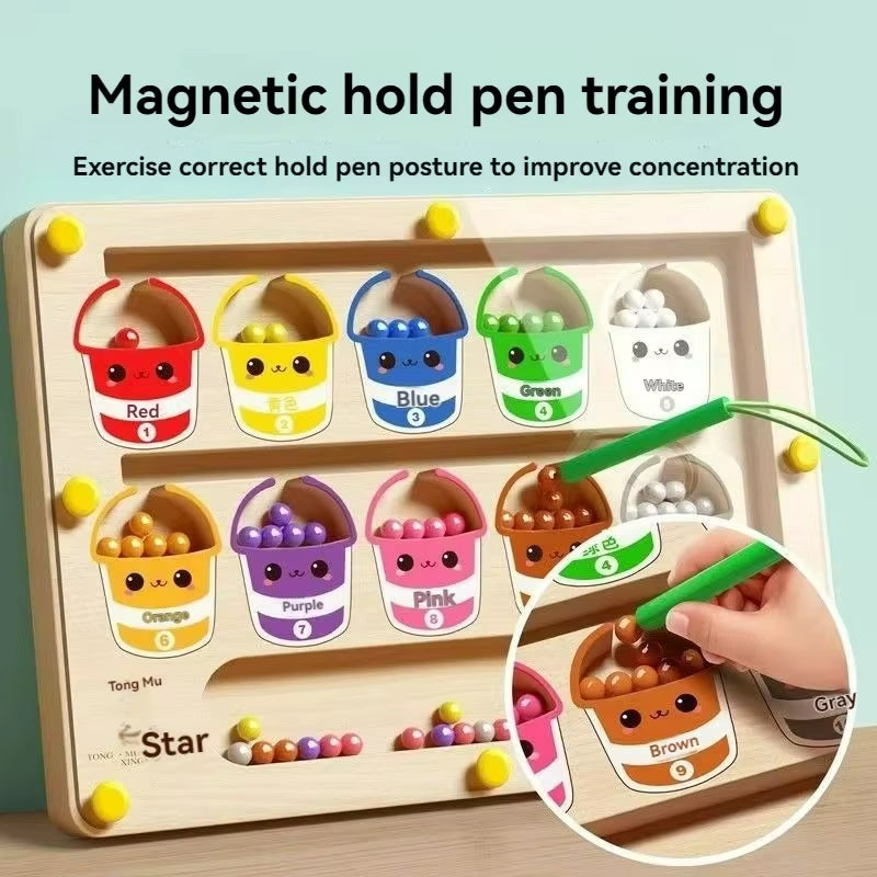 Magnetic Maze 2-in-1 STEM Toy for Ages 3-6, Develops Fine Motor Skills & Concentration