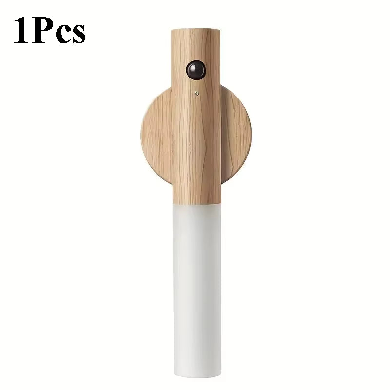 Auto LED Night Light Magnetic Wooden Multifunctional Smart Motion Sensor USB Rechargeable TYPE-C Wireless Closet Wardrobe Lamp
