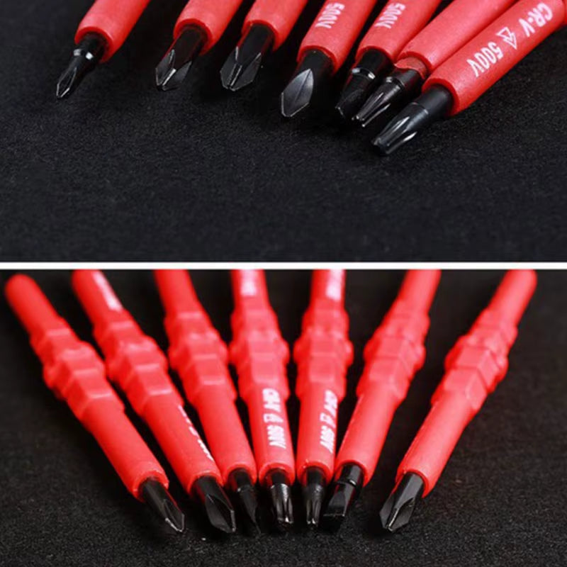 Electrician Repair Tools Kit 15pcs 1000V Changeable Insulated Screwdrivers Set with Magnetic Slotted Phillips Pozidriv Torx Bits